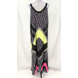 Lane Bryant Dress Plus Size 18 20 Maxi Black Yellow Gray Loose Fit Beach Resort